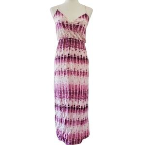 Elegant Purple Tie-Dye Maxi Dress
